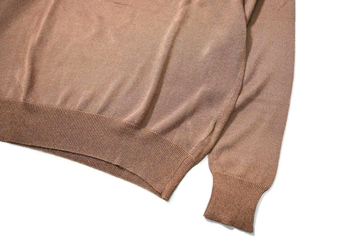 画像3: Used Linea Uomo Rayon High Gauge Knit Polo Camel (3)