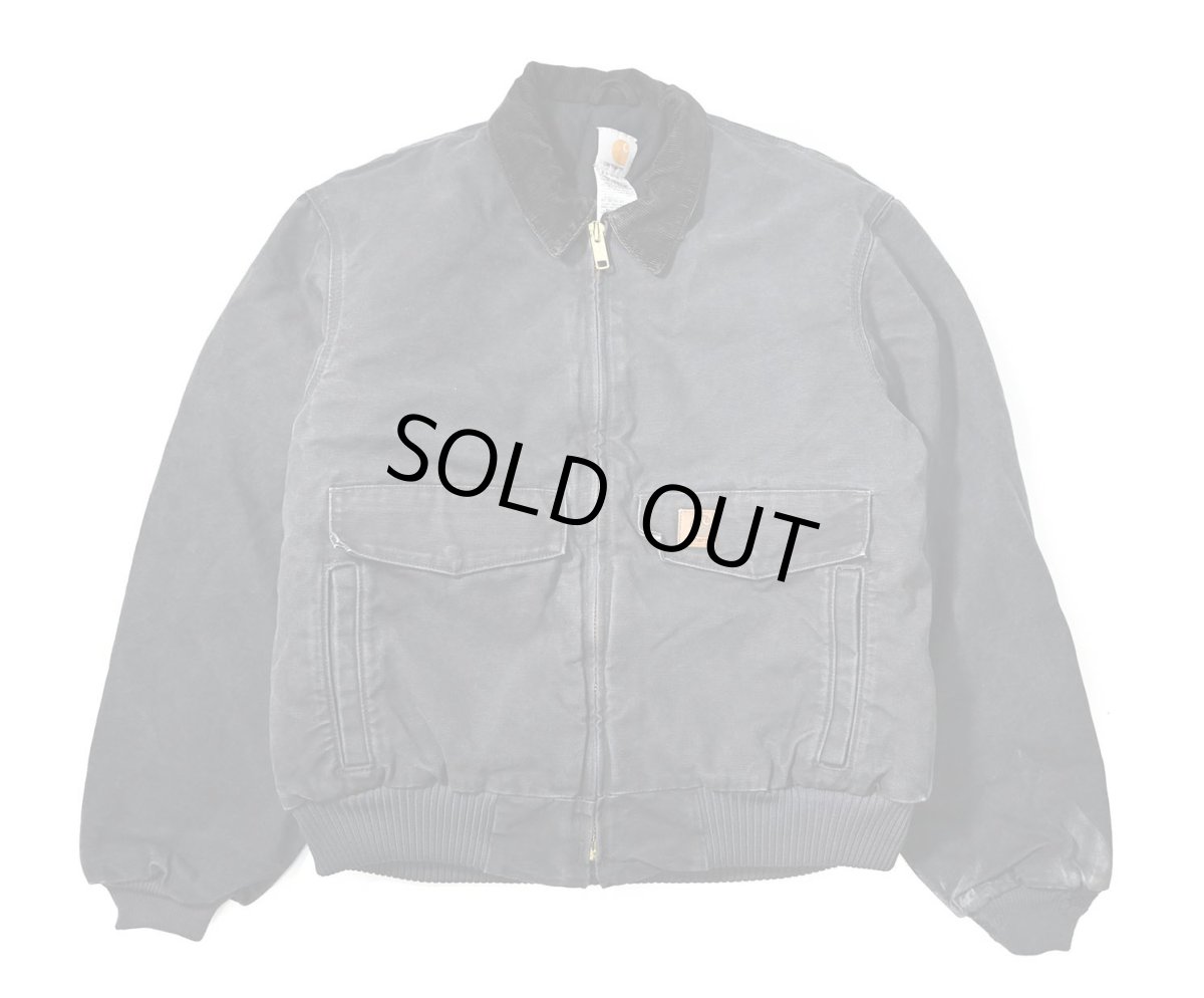 画像1: 07' Used Carhartt Quilted Flannel Lined Duck Bomber Jacket Petrol (1)