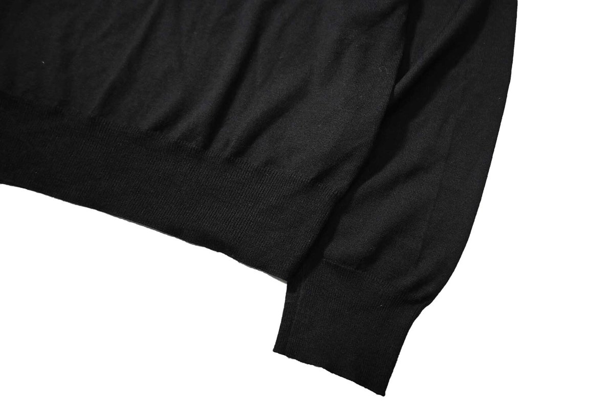 画像3: Used Brooks Brothers Wool High Gauge V-Neck Knit Sweater Black (3)