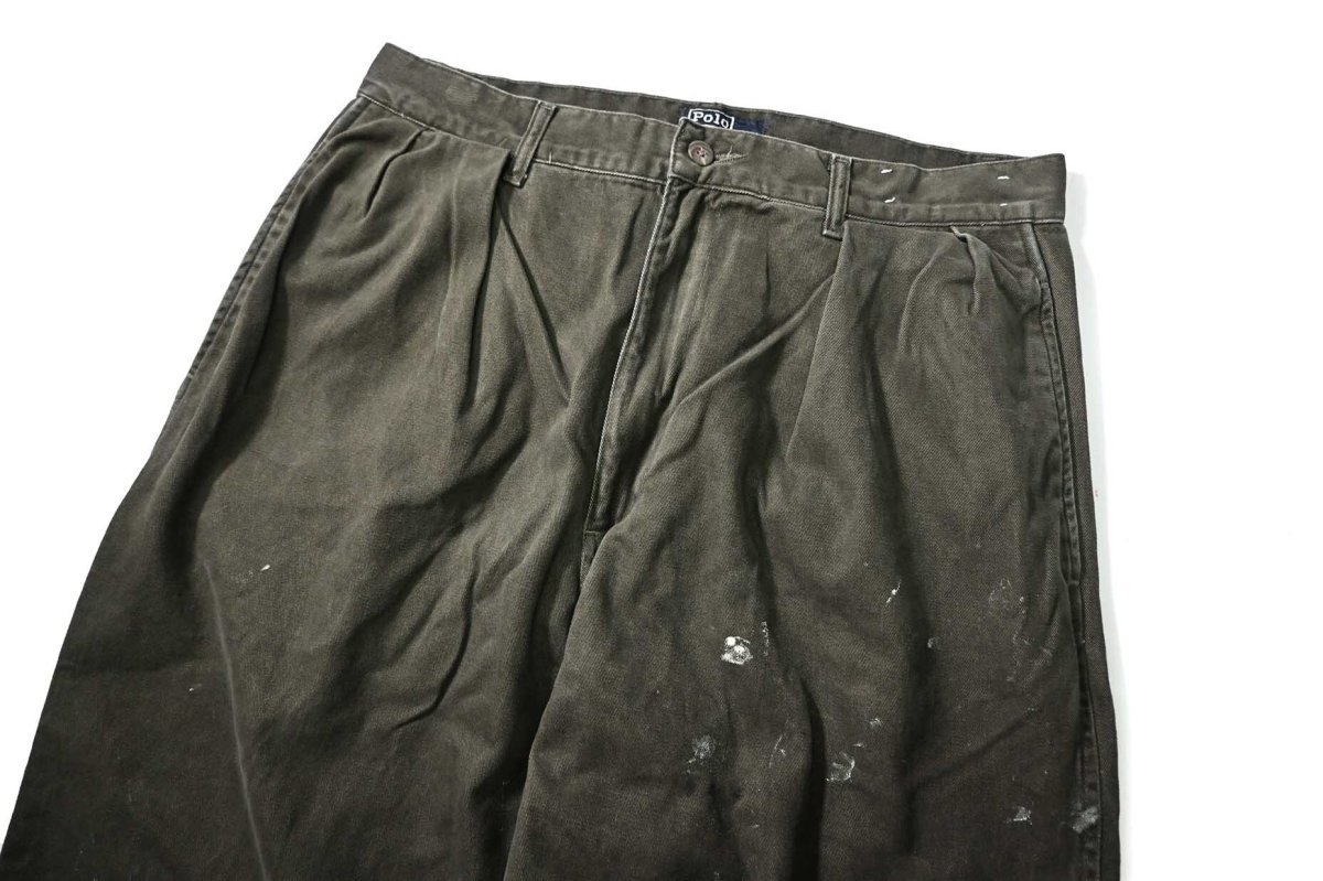 画像2: 90-00s Used Polo Ralph Lauren Pleated Chino Trouser Olive ラルフローレン (2)