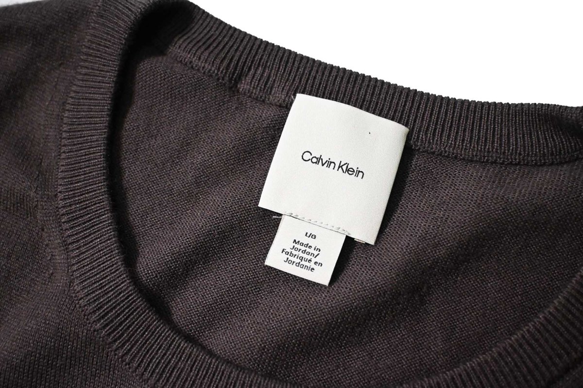 画像4: Used Calvin Klein Wool High Gauge Crew Neck Knit Sweater Maroon (4)