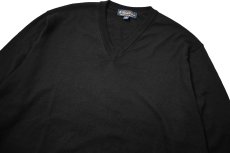 画像2: Used Brooks Brothers Wool High Gauge V-Neck Knit Sweater Black (2)