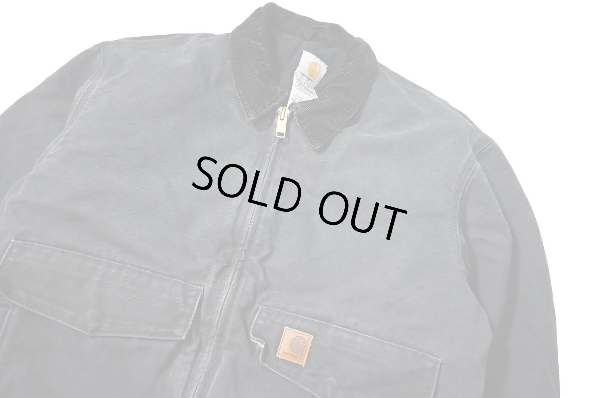 画像3: 07' Used Carhartt Quilted Flannel Lined Duck Bomber Jacket Petrol (3)