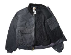 画像5: 07' Used Carhartt Quilted Flannel Lined Duck Bomber Jacket Petrol (5)