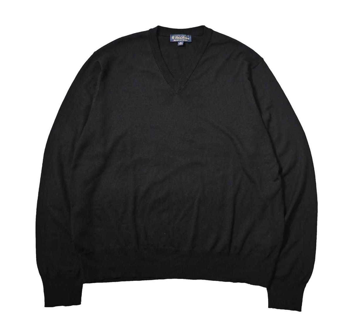 画像1: Used Brooks Brothers Wool High Gauge V-Neck Knit Sweater Black (1)