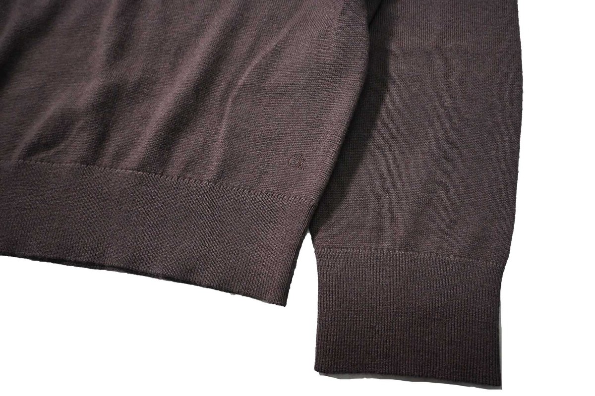 画像3: Used Calvin Klein Wool High Gauge Crew Neck Knit Sweater Maroon (3)
