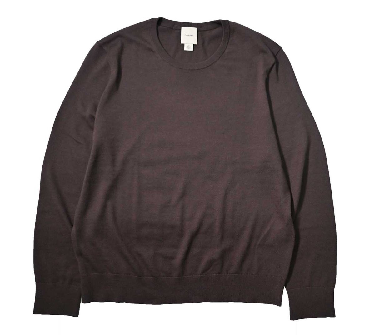 画像1: Used Calvin Klein Wool High Gauge Crew Neck Knit Sweater Maroon (1)