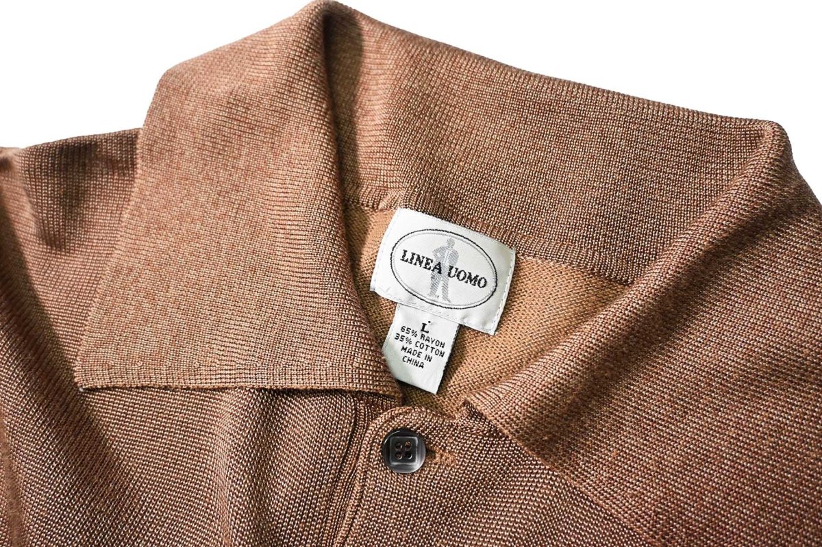 画像4: Used Linea Uomo Rayon High Gauge Knit Polo Camel (4)