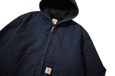 画像3: 17' Used Carhartt Duck Thermal Lined Active Jacket Dark Navy made in USA (3)