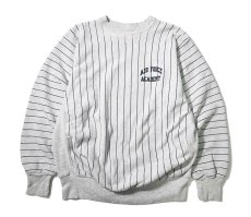 画像1: 90s Used Air Force Academy Stripe Print Sweat Shirt made in USA (1)