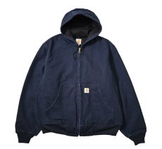 画像1: 17' Used Carhartt Duck Thermal Lined Active Jacket Dark Navy made in USA (1)