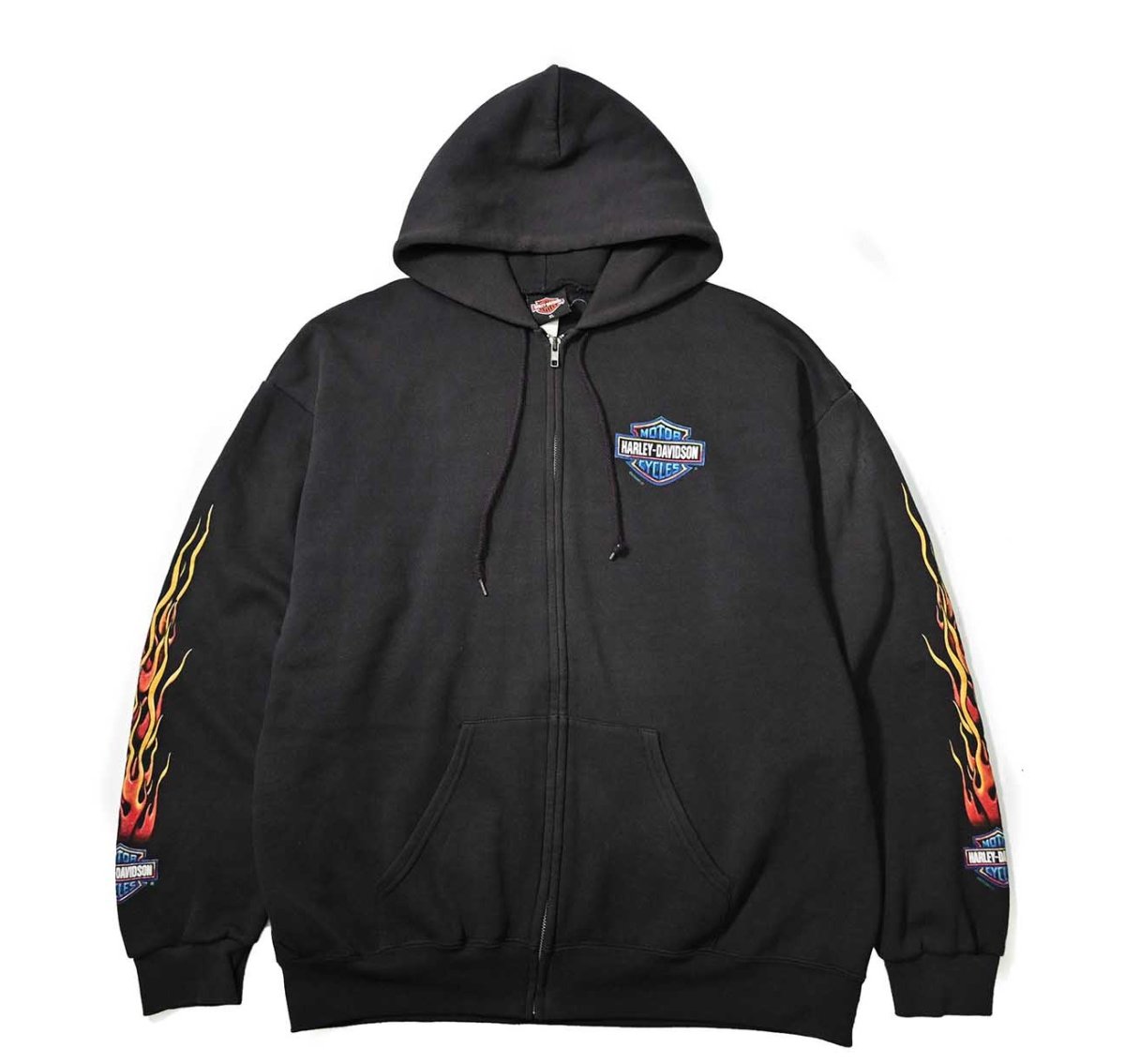 画像1: 00s Used Harley-Davidson Print Zip Sweat Hoodie (1)