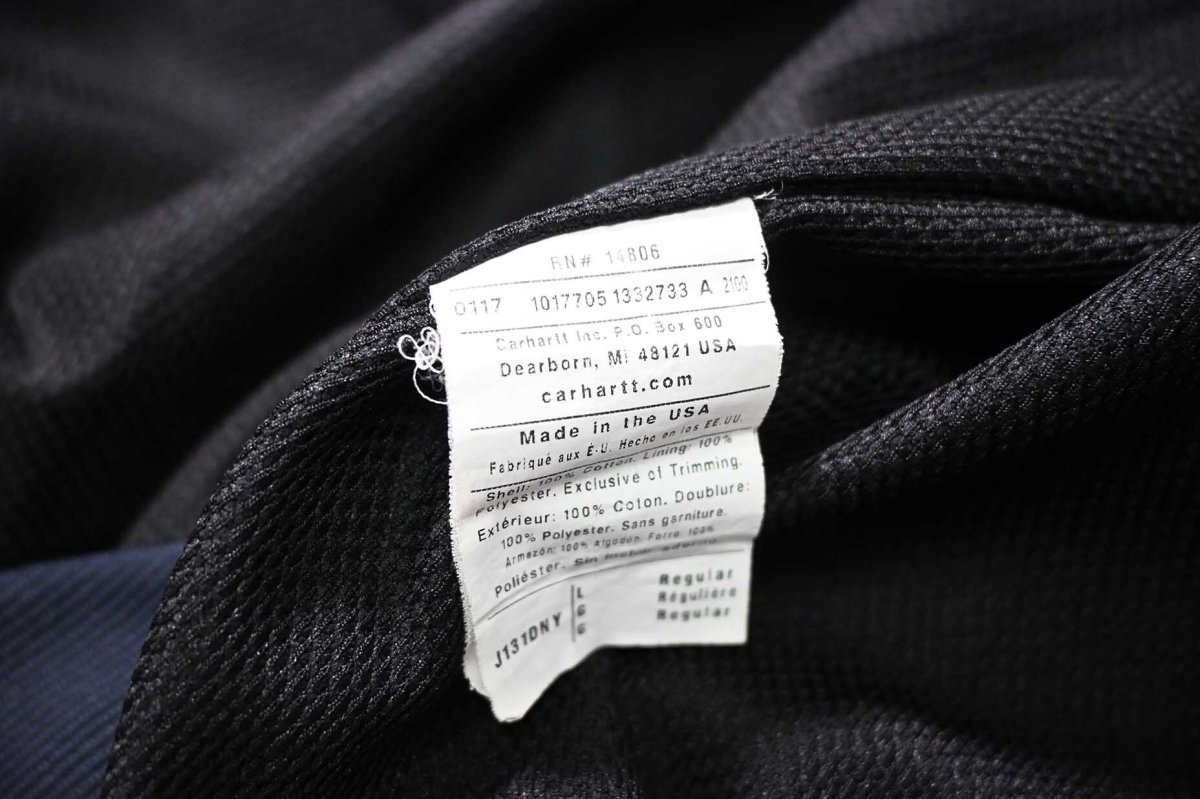 画像8: 17' Used Carhartt Duck Thermal Lined Active Jacket Dark Navy made in USA (8)