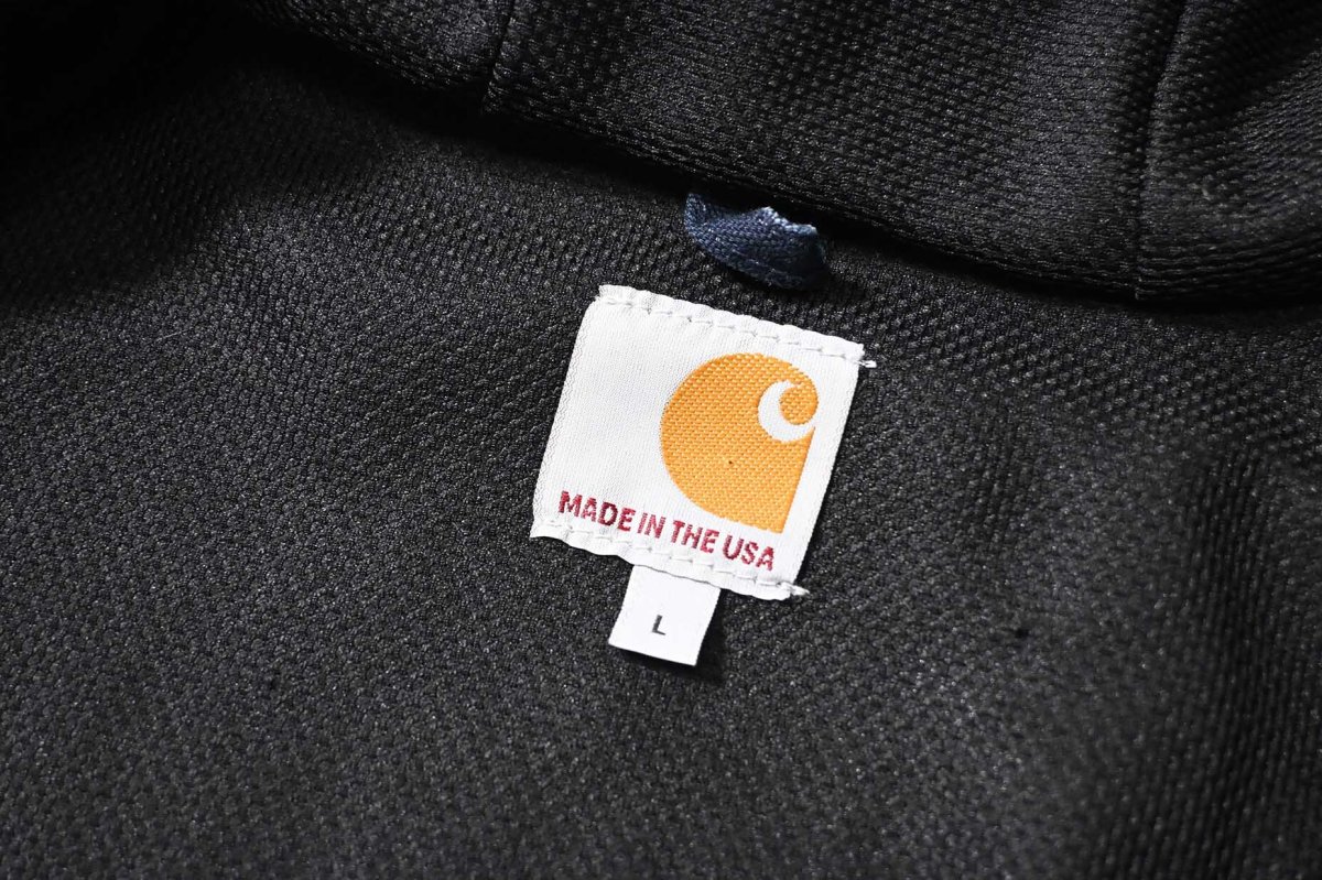 画像6: 17' Used Carhartt Duck Thermal Lined Active Jacket Dark Navy made in USA (6)
