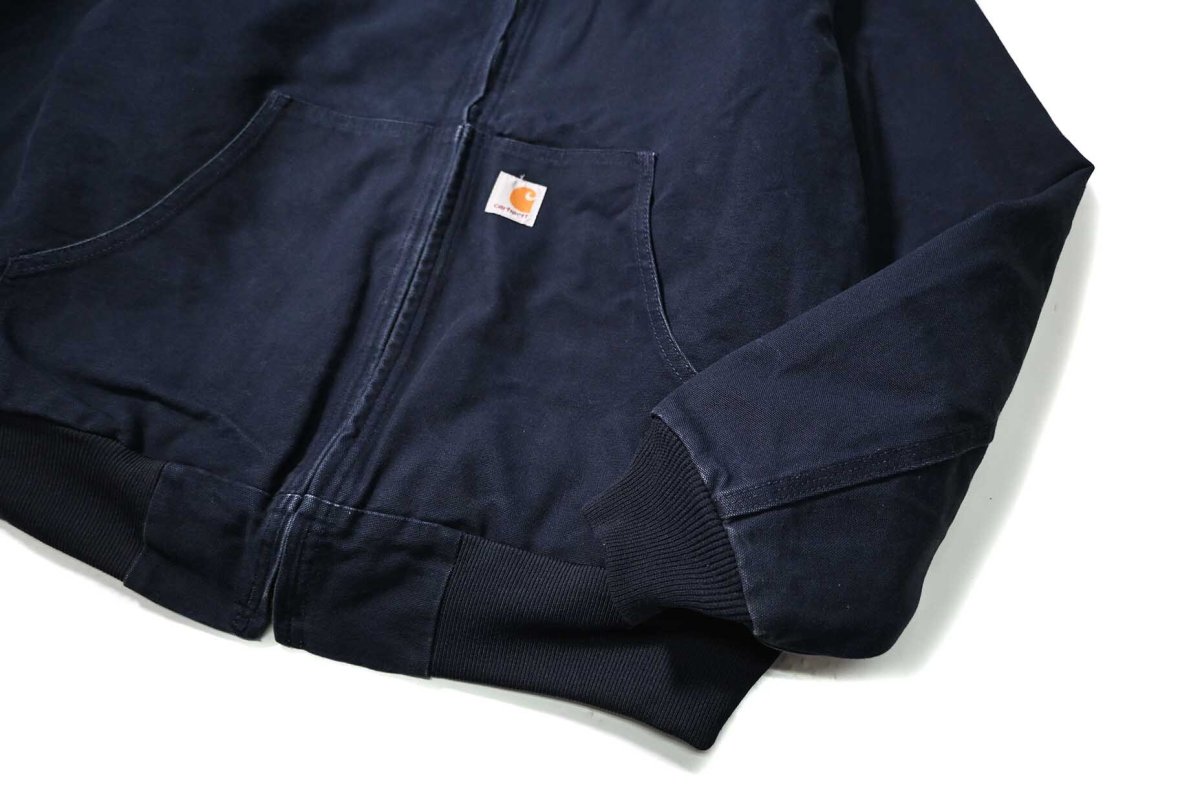 画像4: 17' Used Carhartt Duck Thermal Lined Active Jacket Dark Navy made in USA (4)