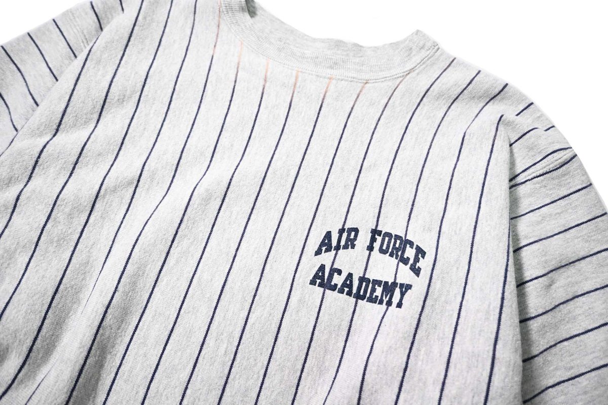 画像2: 90s Used Air Force Academy Stripe Print Sweat Shirt made in USA (2)
