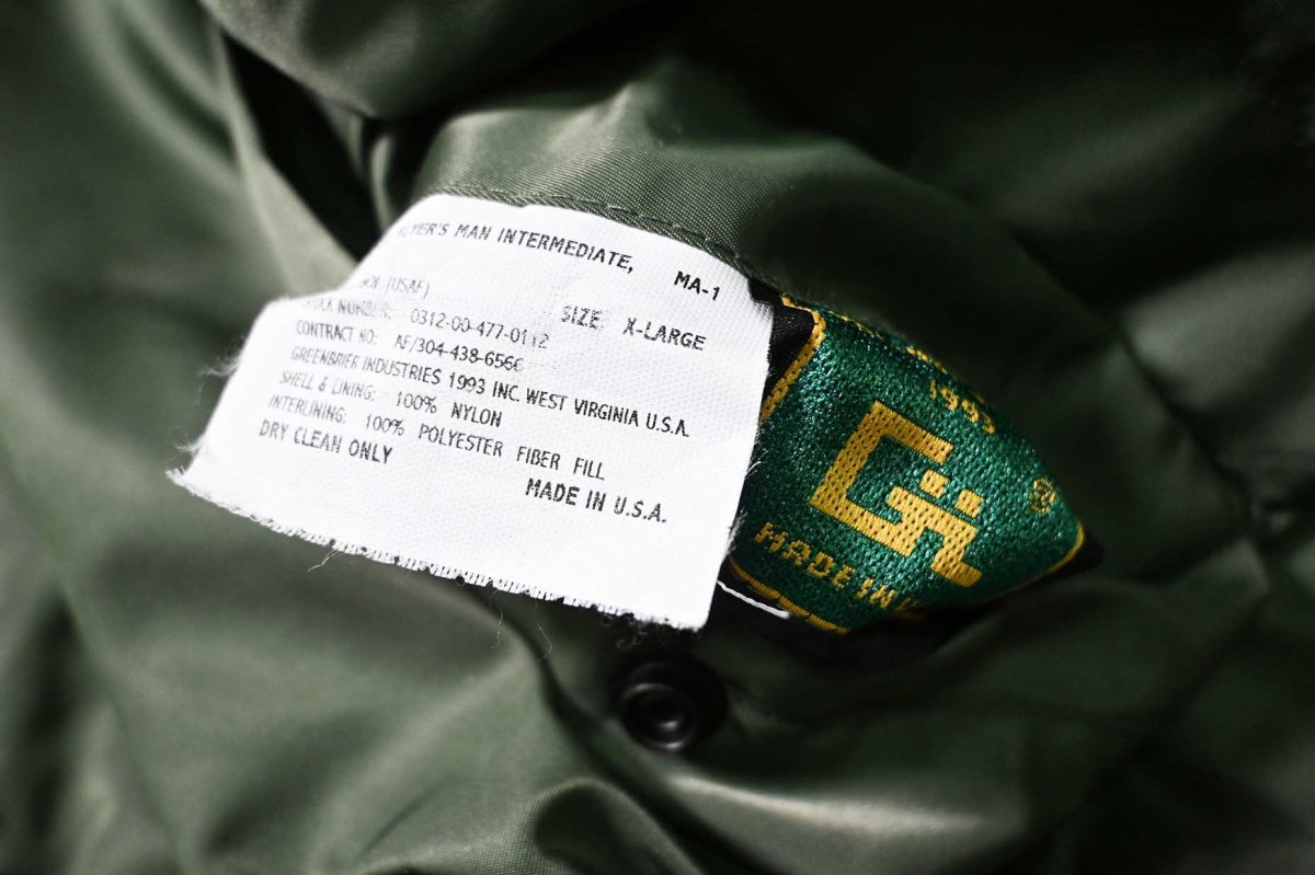 画像4: Used GREENBRIER MA-1 Flight Jacket Olive made in USA (4)