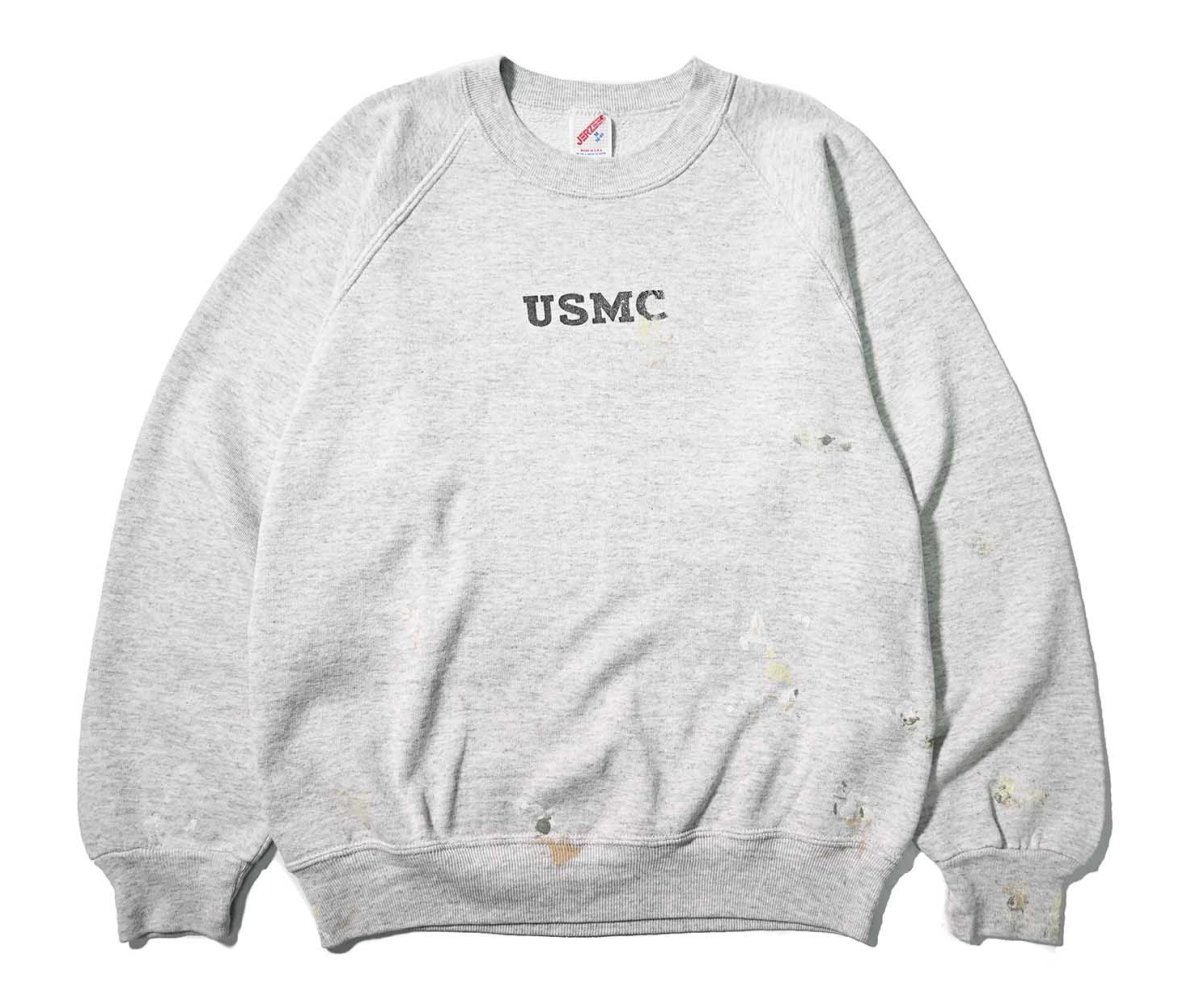 画像1: 80-90s Used USMC Raglan Sleeve Sweat Shirt made in USA (1)