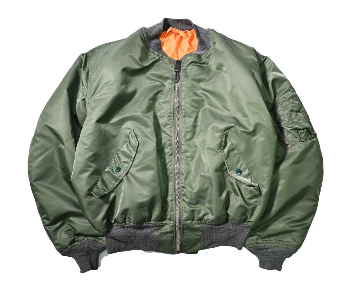 画像1: Used GREENBRIER MA-1 Flight Jacket Olive made in USA (1)