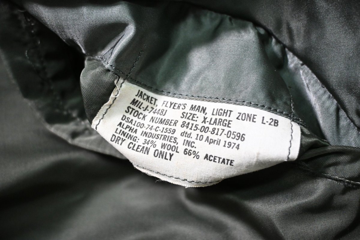 画像6: 70s Used Us Air Force Alpha Industries L2-B Flight Jacket Olive (6)