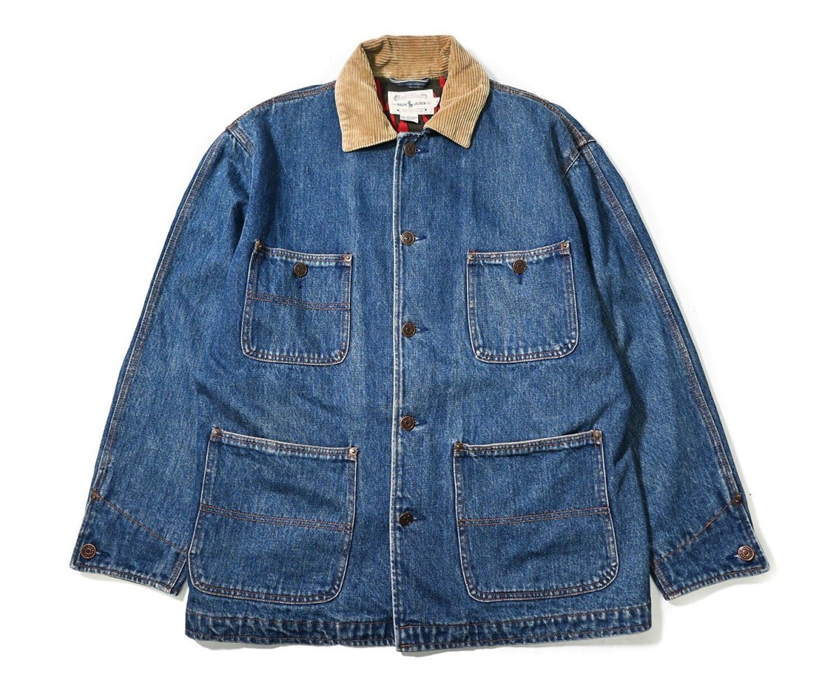画像1: 90-00s Used Ralph Lauren Denim Chore Coat ラルフローレン (1)