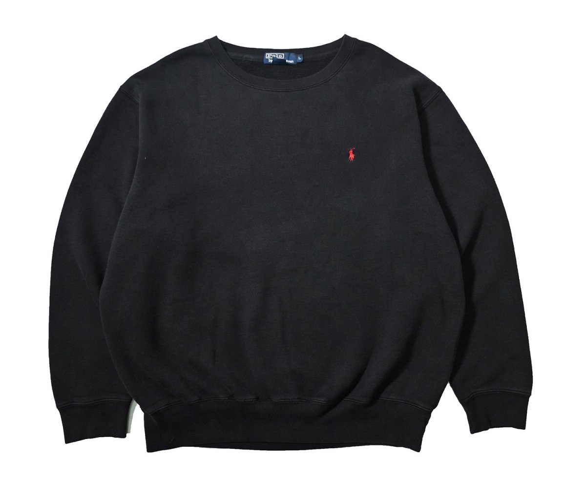 画像1: 90-00s Used Polo Ralph Lauren Sweat Shirt Black (1)