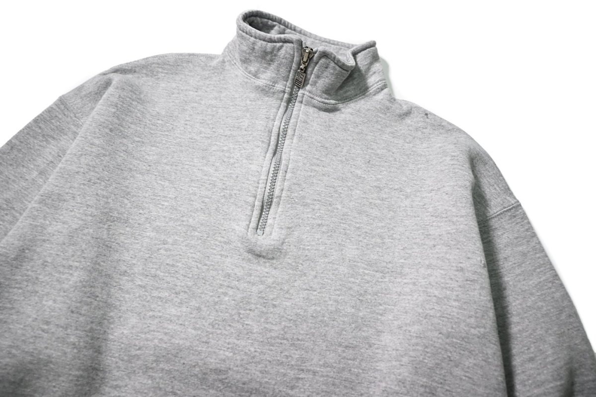 画像2: 90s Used Russell Athletic Blank Quarter Zip Sweat Shirt Grey made in USA (2)