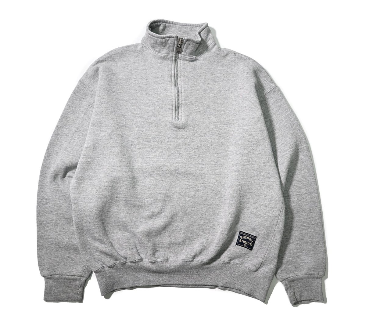 画像1: 90s Used Russell Athletic Blank Quarter Zip Sweat Shirt Grey made in USA (1)