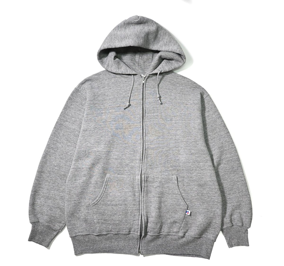 画像1: 90s Used Russell Athletic Blank Zip Sweat Hoodie Grey made in USA (1)