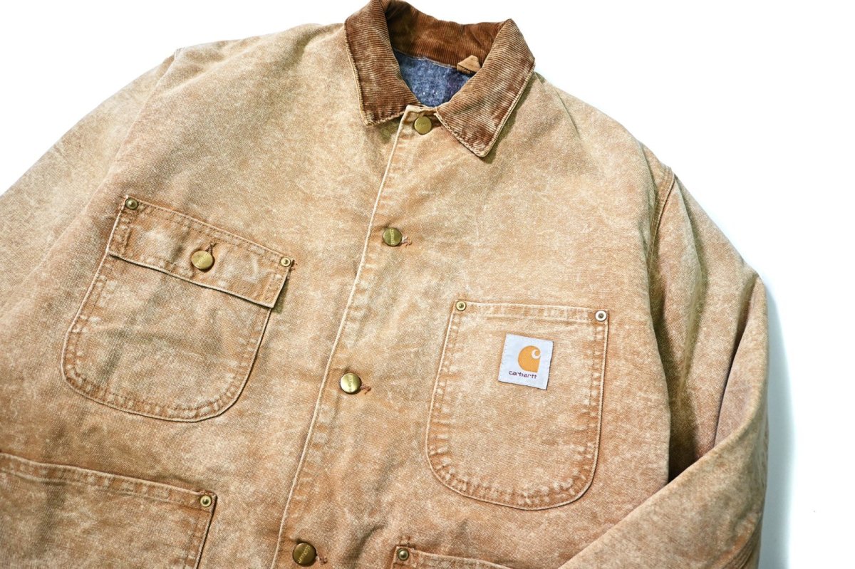 画像3: 80-90s Used Carhartt Blanket Lined Michigan Chore Coat Brown (3)