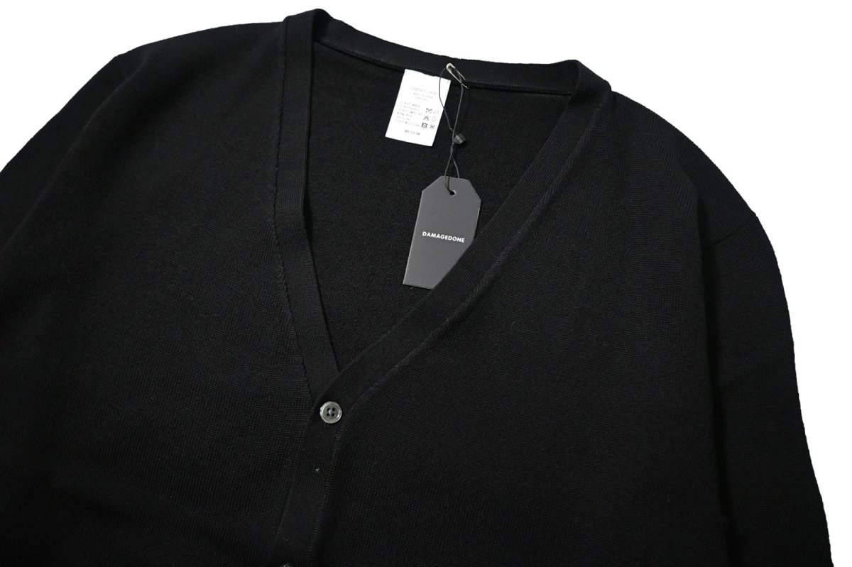 画像2: DAMAGE DONE High Gauge Merino Wool Knit Cardigan Black (2)