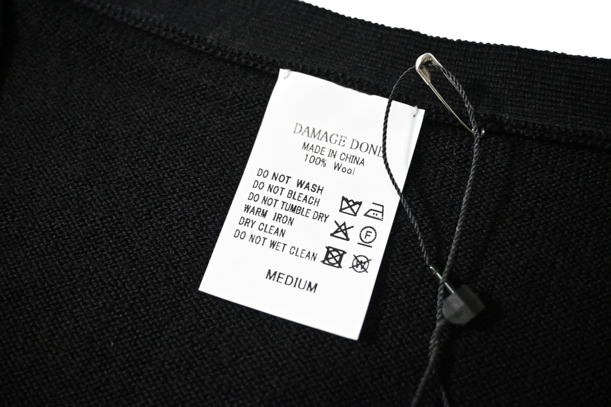 画像4: DAMAGE DONE High Gauge Merino Wool Knit Cardigan Black (4)