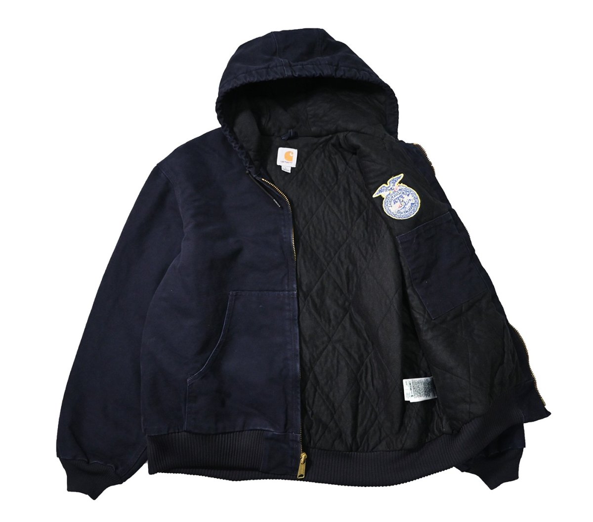画像5: 19' Used Carhartt Quilted Flannel Lined Active Jacket Midnight "FFA" (5)