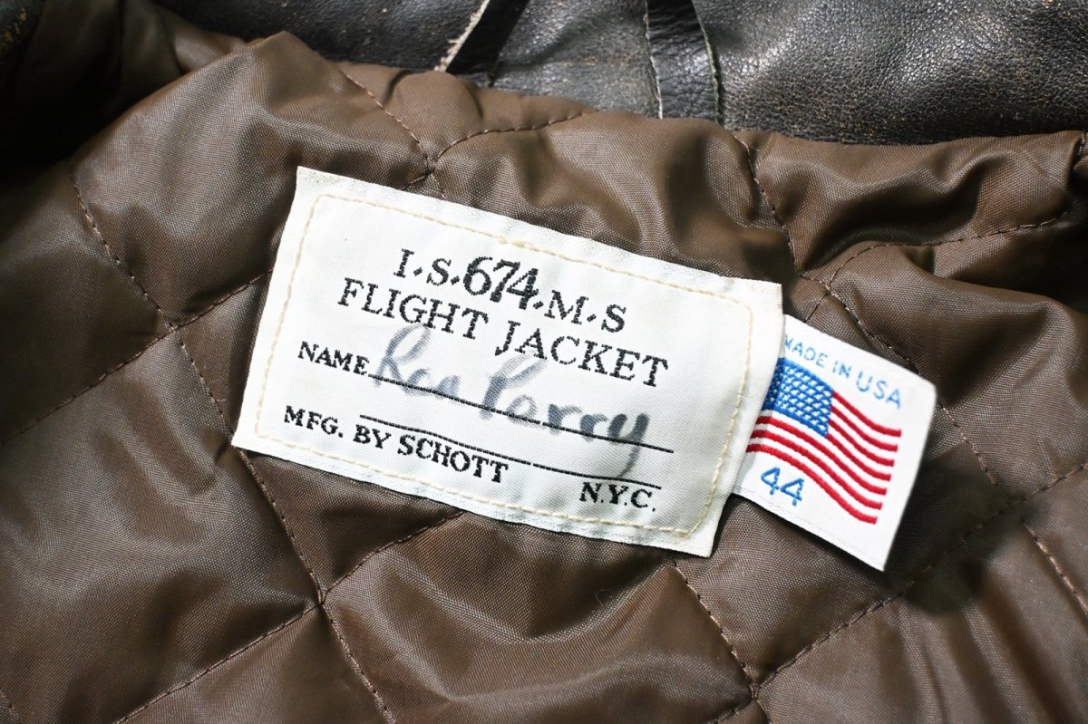 画像6: 80-90s Used Schott Type A-2 Leather Flight Jacket made in USA (6)