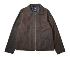 画像1: 90-00s Used Gap Nubuck Leather Jacket Brown (1)