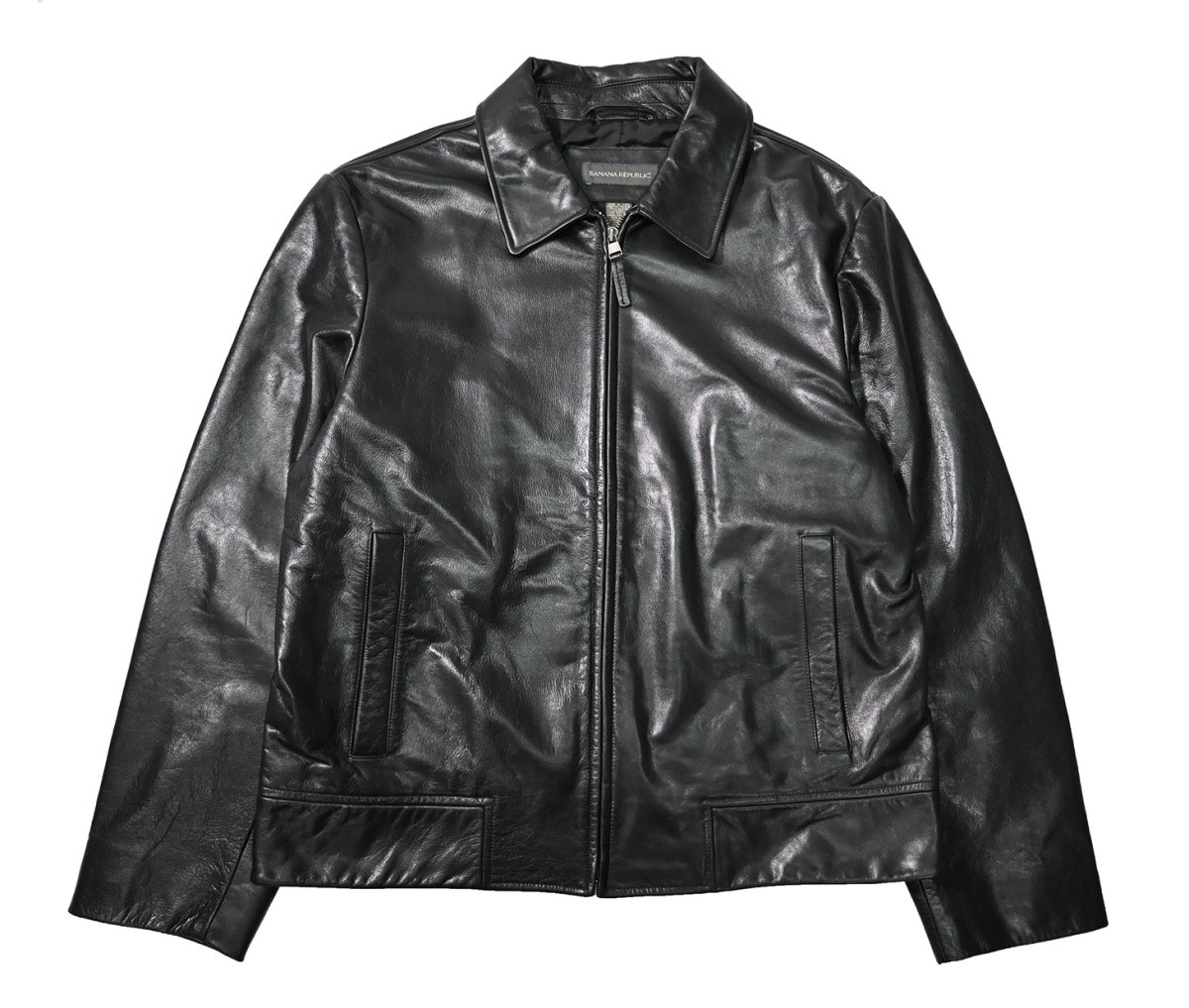 画像1: 90-00s Used Banana Republic Leather Jacket Black (1)