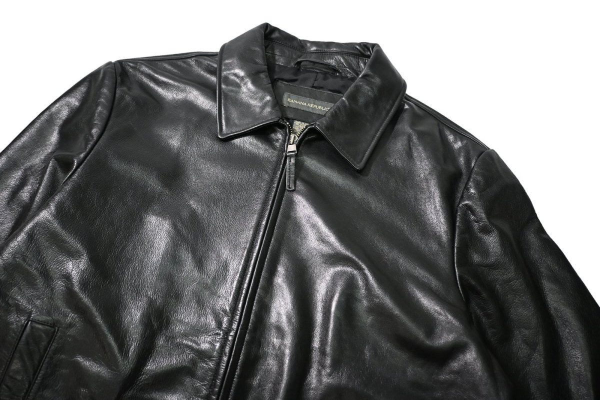 画像3: 90-00s Used Banana Republic Leather Jacket Black (3)