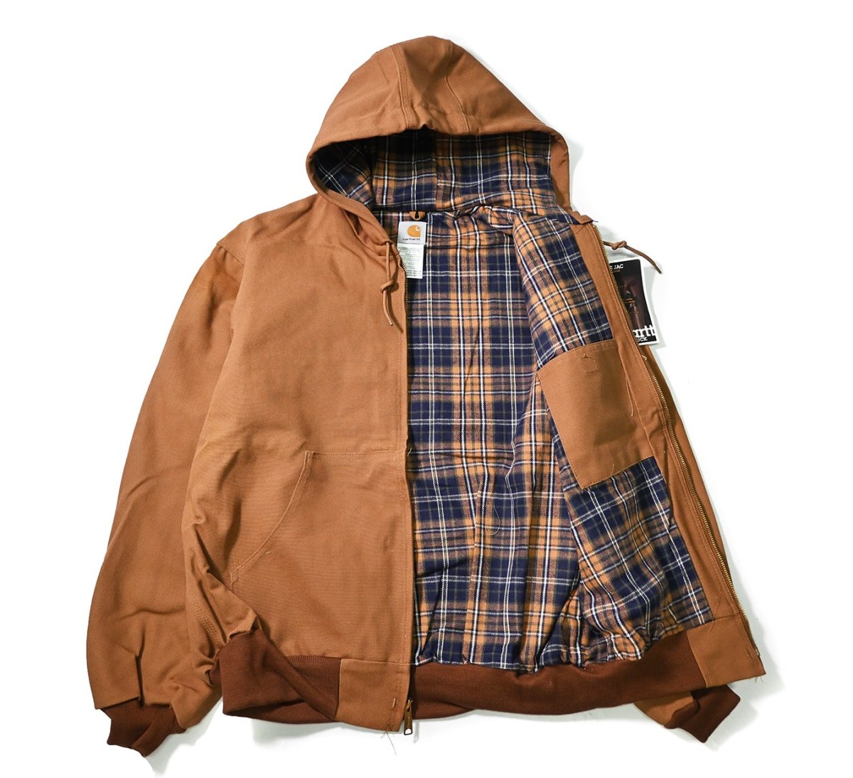 画像5: 03' Deadstock Carhartt Flannel Lined Active Jacket Brown made in USA (5)