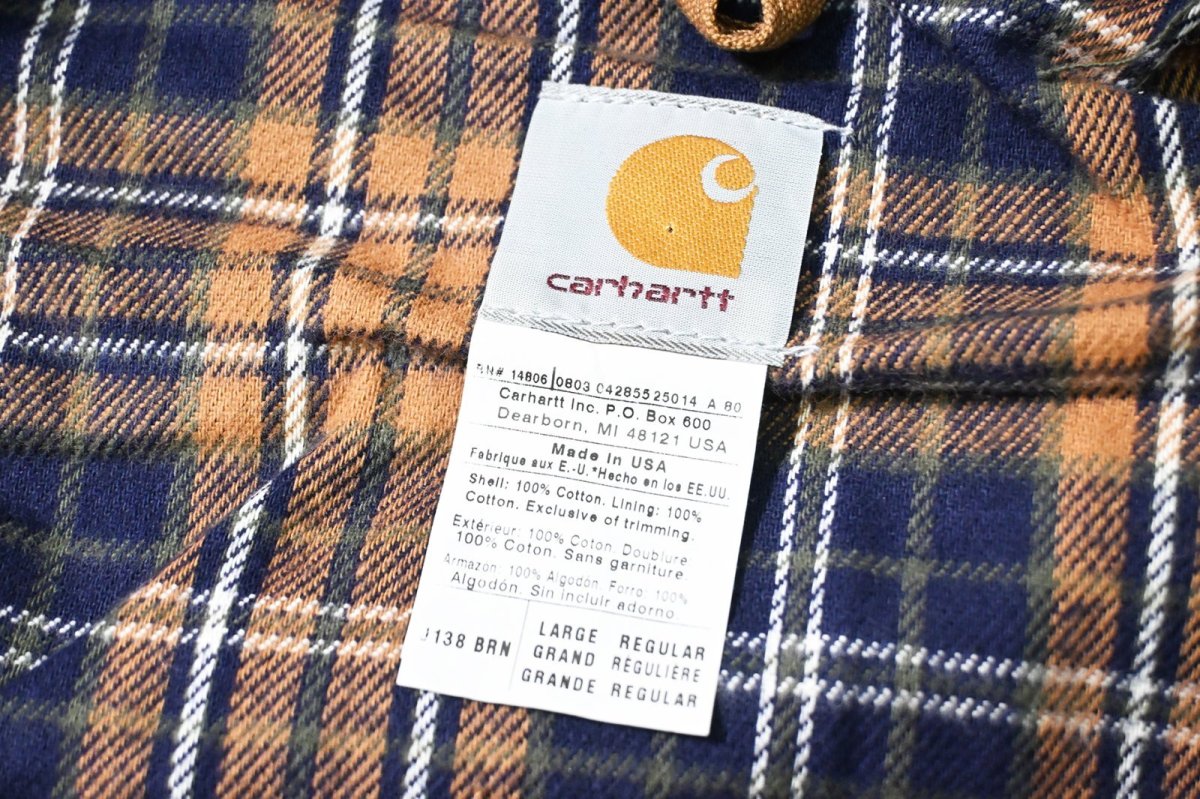 画像6: 03' Deadstock Carhartt Flannel Lined Active Jacket Brown made in USA (6)