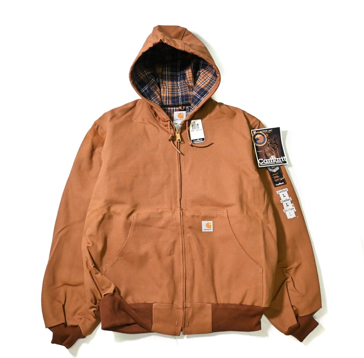 画像1: 03' Deadstock Carhartt Flannel Lined Active Jacket Brown made in USA (1)