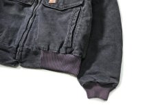 画像4: 07' Used Carhartt Quilted Flannel Lined Duck Bomber Jacket Petrol (4)