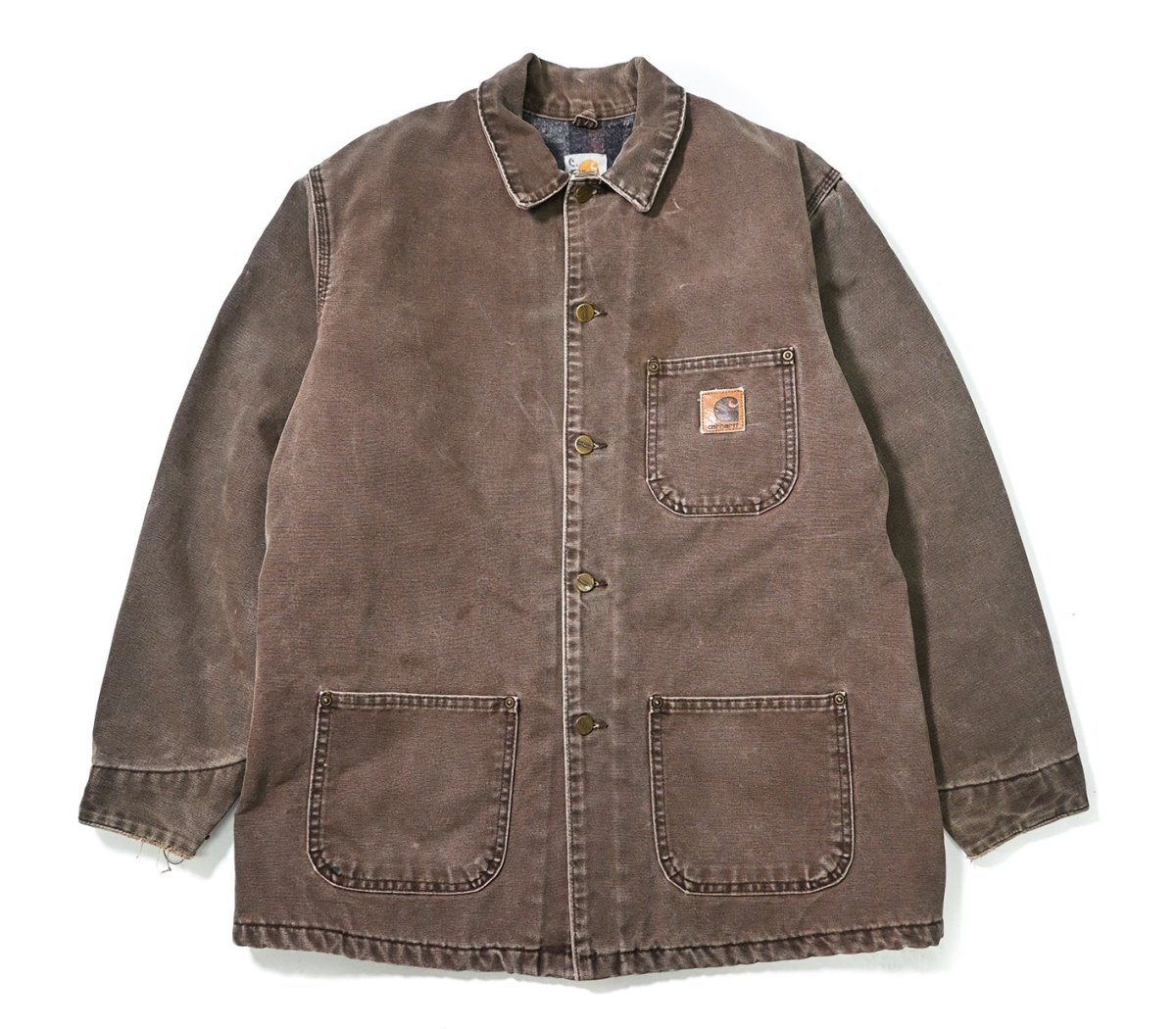 画像1: 04' Used Carhartt Blanket Lined Chore Coat Chestnut made in USA (1)