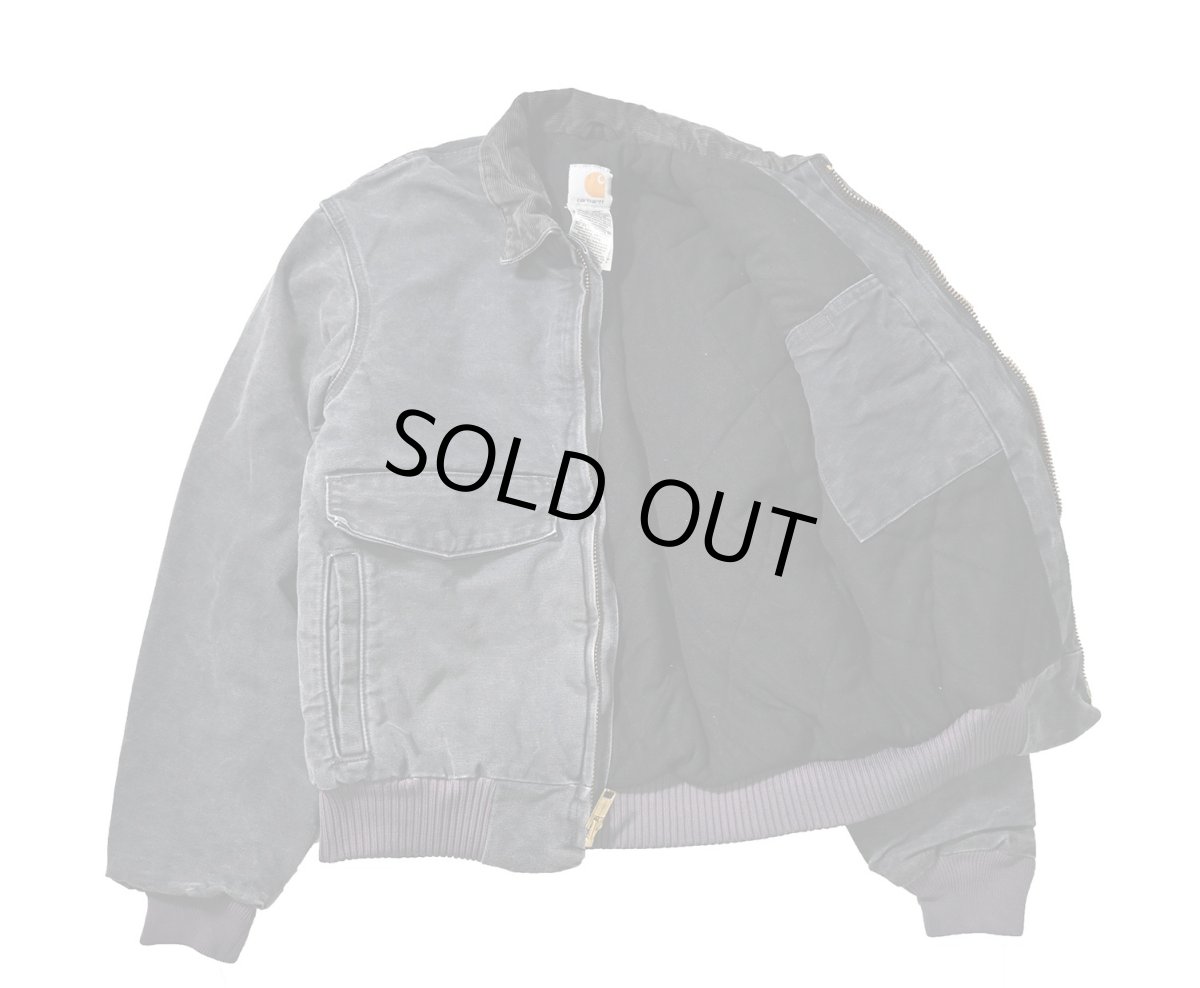 画像5: 07' Used Carhartt Quilted Flannel Lined Duck Bomber Jacket Petrol (5)