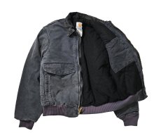 画像5: 07' Used Carhartt Quilted Flannel Lined Duck Bomber Jacket Petrol (5)