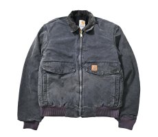 画像1: 07' Used Carhartt Quilted Flannel Lined Duck Bomber Jacket Petrol (1)