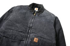 画像3: 07' Used Carhartt Quilted Flannel Lined Duck Bomber Jacket Petrol (3)