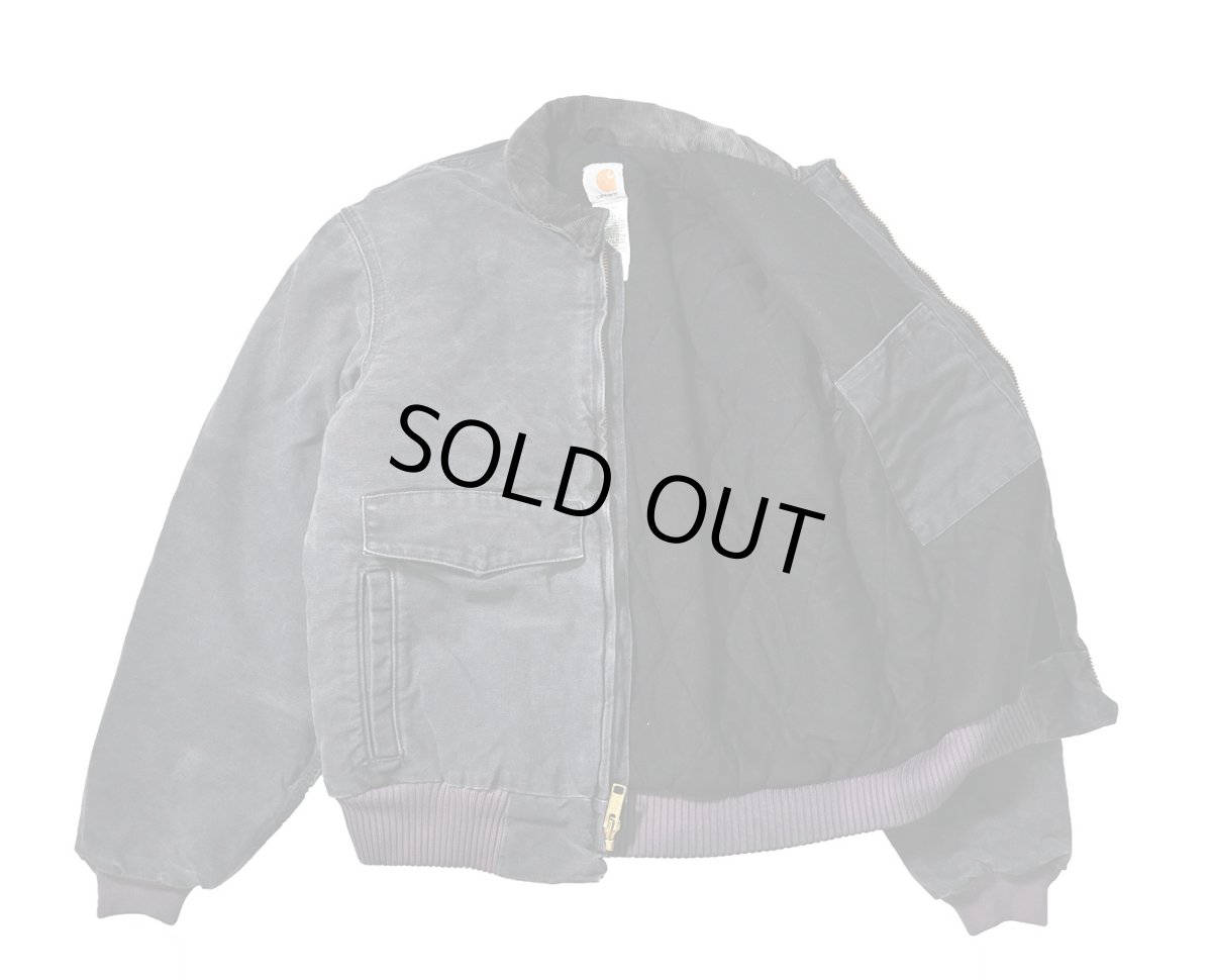 画像5: 07' Used Carhartt Quilted Flannel Lined Duck Bomber Jacket Petrol (5)