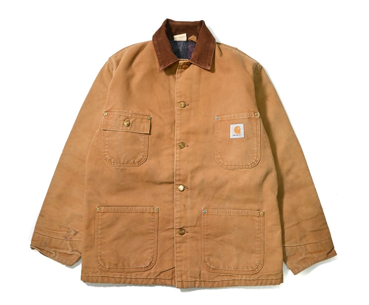 画像1: 80-90s Used Carhartt Blanket Lined Michigan Chore Coat Brown (1)
