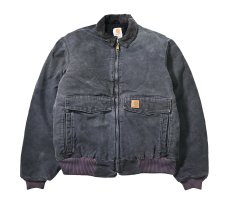 画像1: 07' Used Carhartt Quilted Flannel Lined Duck Bomber Jacket Petrol (1)