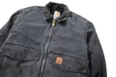 画像3: 07' Used Carhartt Quilted Flannel Lined Duck Bomber Jacket Petrol (3)